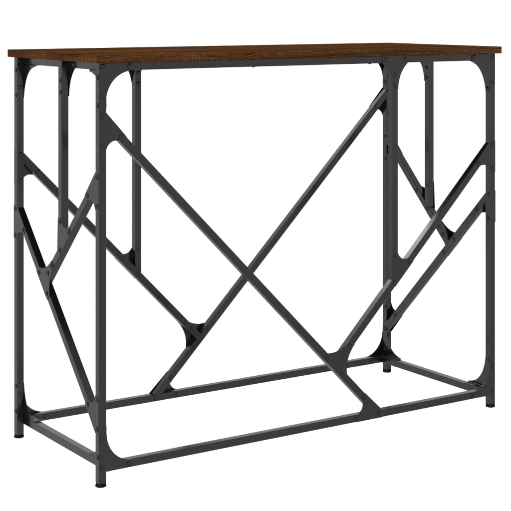 Brown Oak Console Table - Engineered Wood, 100x40x80 cm
