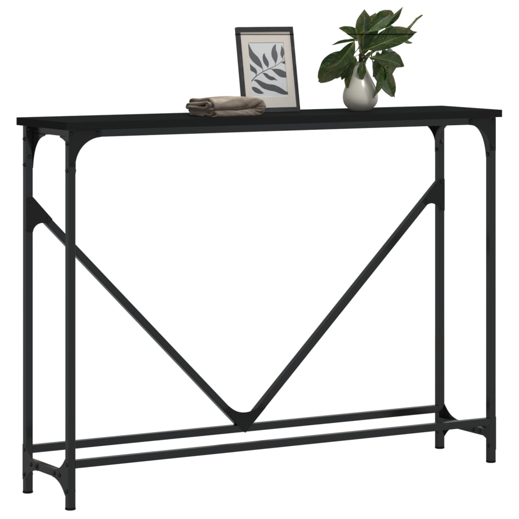 Black Engineered Wood Console Table - 102x22.5x75 cm