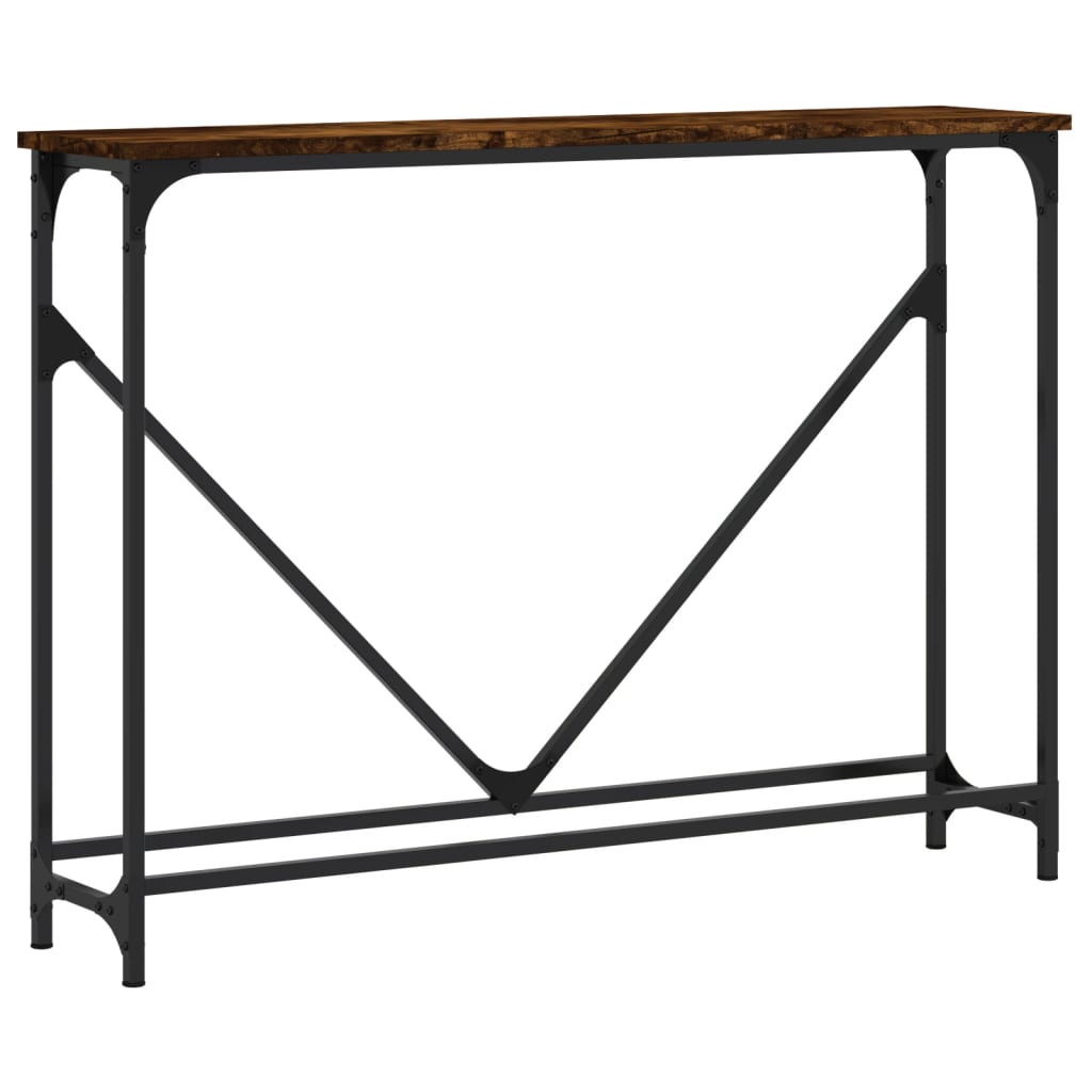 Smoked Oak Console Table - Engineered Wood, 102x22.5x75 cm