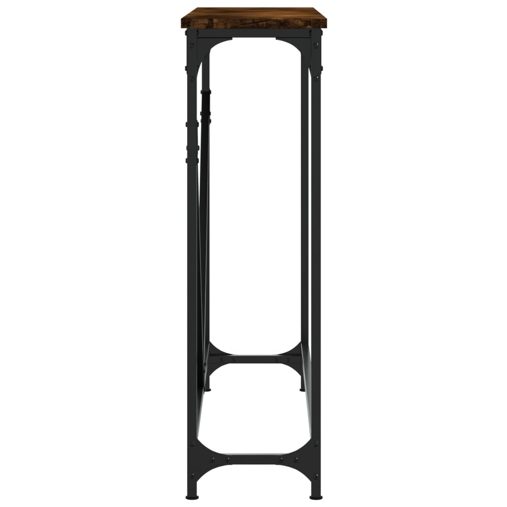 Smoked Oak Console Table - Engineered Wood, 102x22.5x75 cm