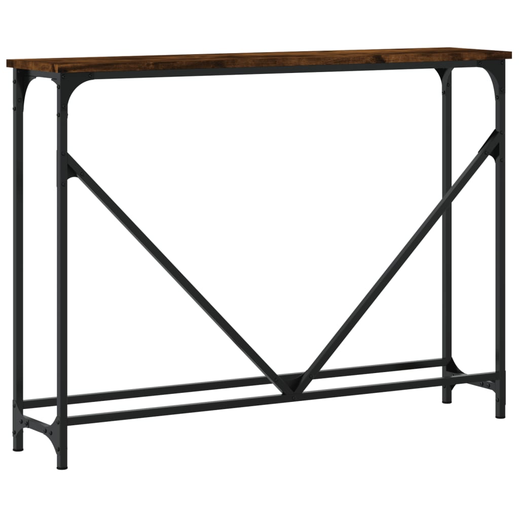 Smoked Oak Console Table - Engineered Wood, 102x22.5x75 cm