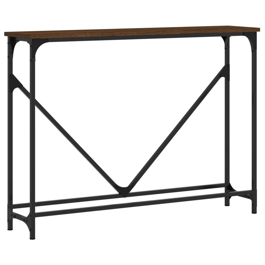Brown Oak Engineered Wood Console Table - 102x22.5x75 cm
