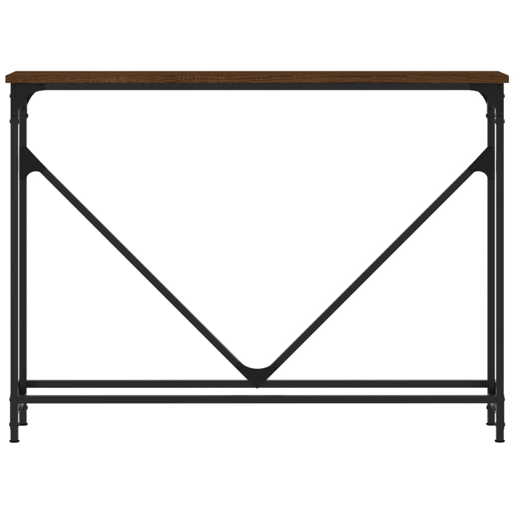 Brown Oak Engineered Wood Console Table - 102x22.5x75 cm