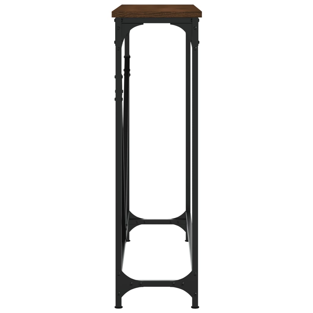 Brown Oak Engineered Wood Console Table - 102x22.5x75 cm
