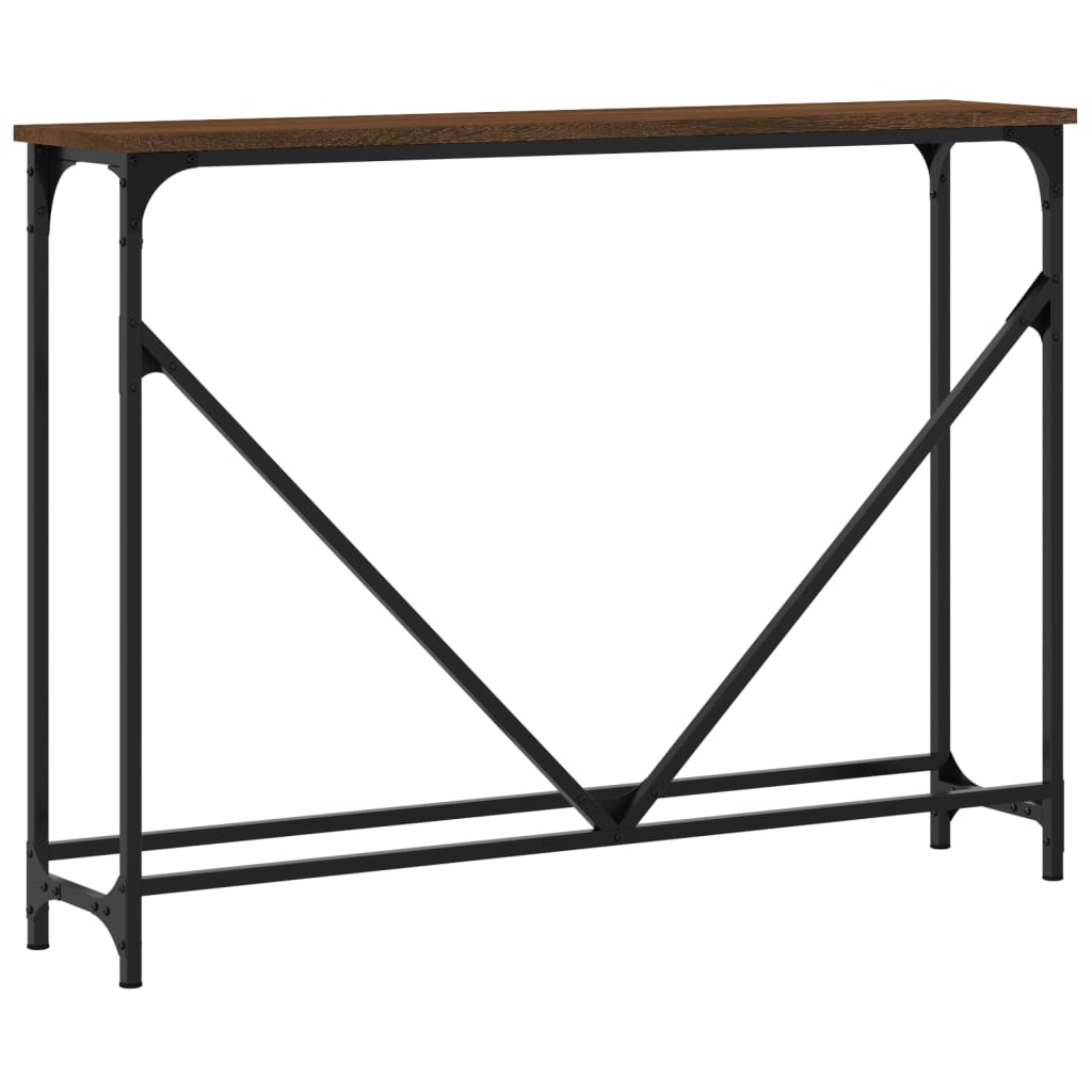 Brown Oak Engineered Wood Console Table - 102x22.5x75 cm