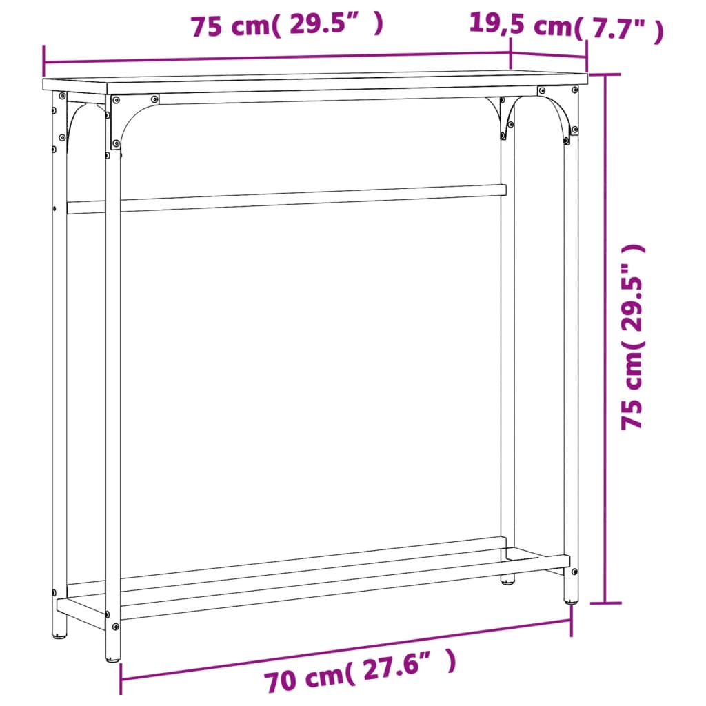 Sonoma Oak Console Table - 75x19.5x75 cm in Engineered Wood