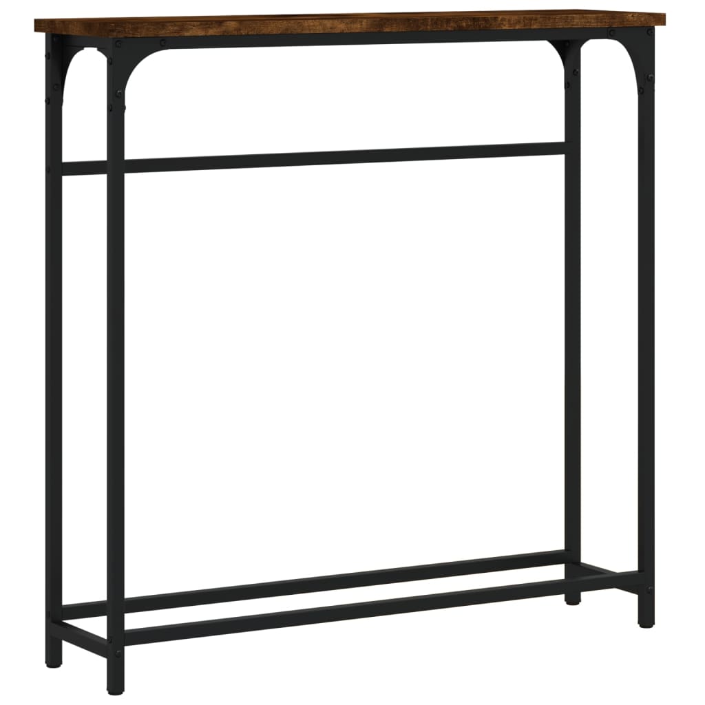 Smoked Oak Console Table - Engineered Wood, 75x19.5x75 cm