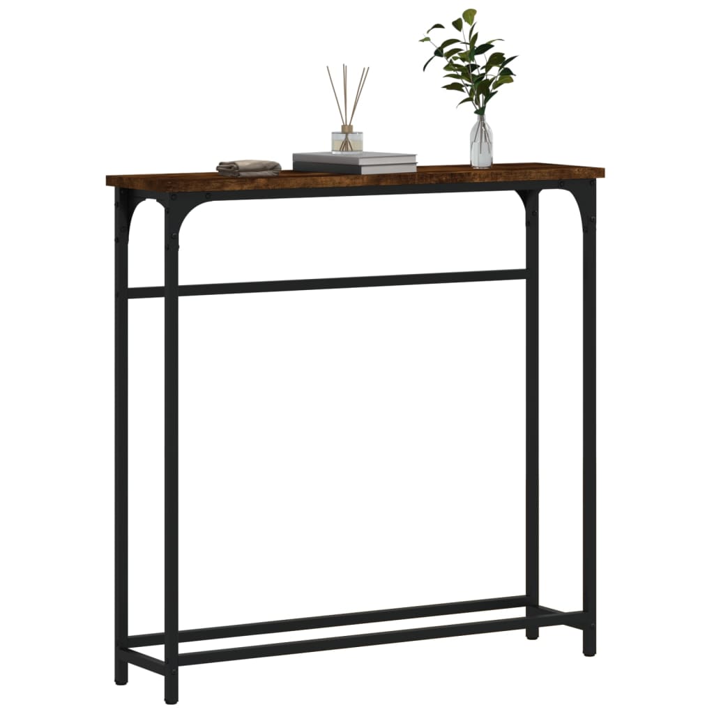 Smoked Oak Console Table - Engineered Wood, 75x19.5x75 cm