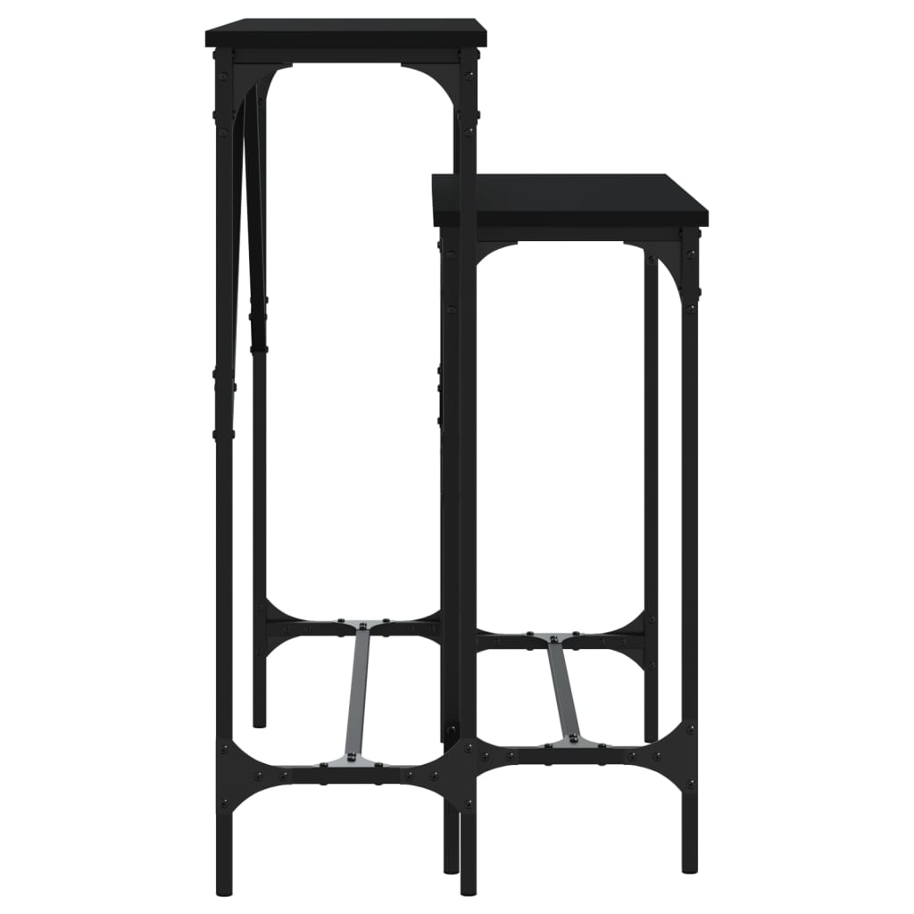 2-Piece Black Engineered Wood Console Table Set
