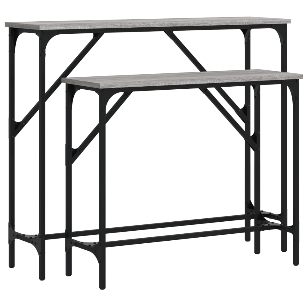 Set of 2 Grey Sonoma Console Tables - Engineered Wood