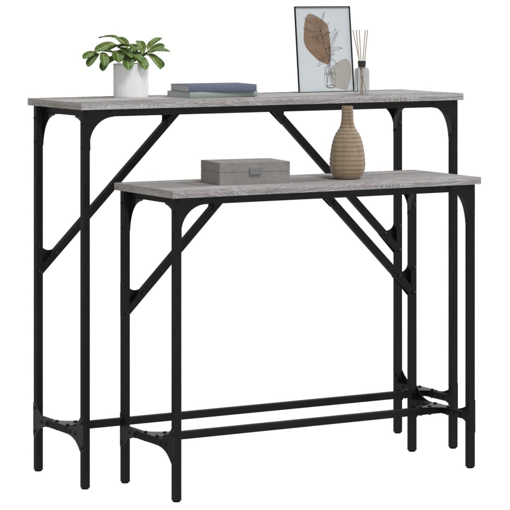 Set of 2 Grey Sonoma Console Tables - Engineered Wood