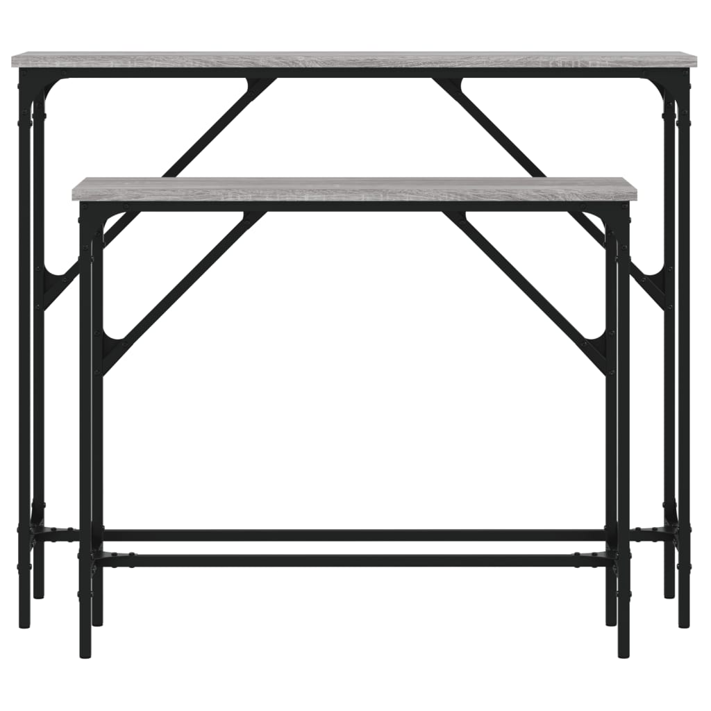 Set of 2 Grey Sonoma Console Tables - Engineered Wood