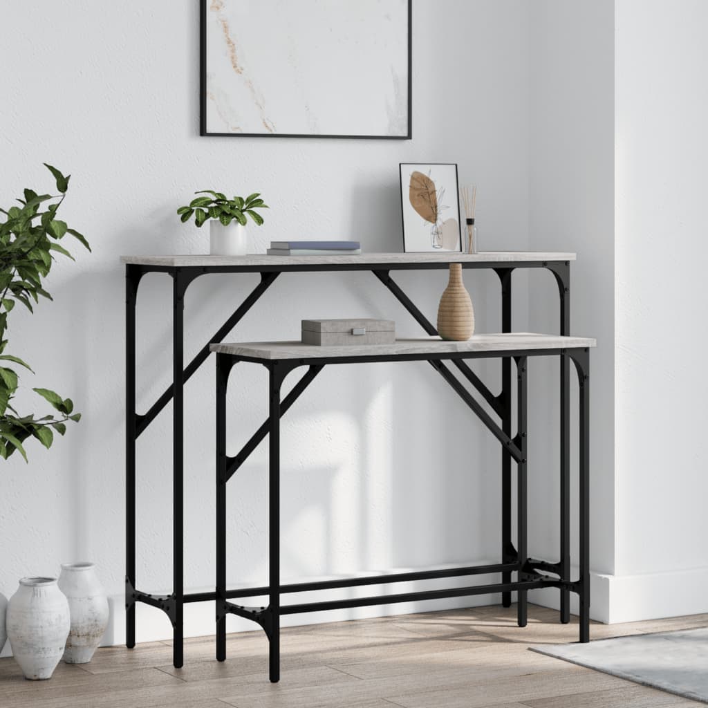 Set of 2 Grey Sonoma Console Tables - Engineered Wood