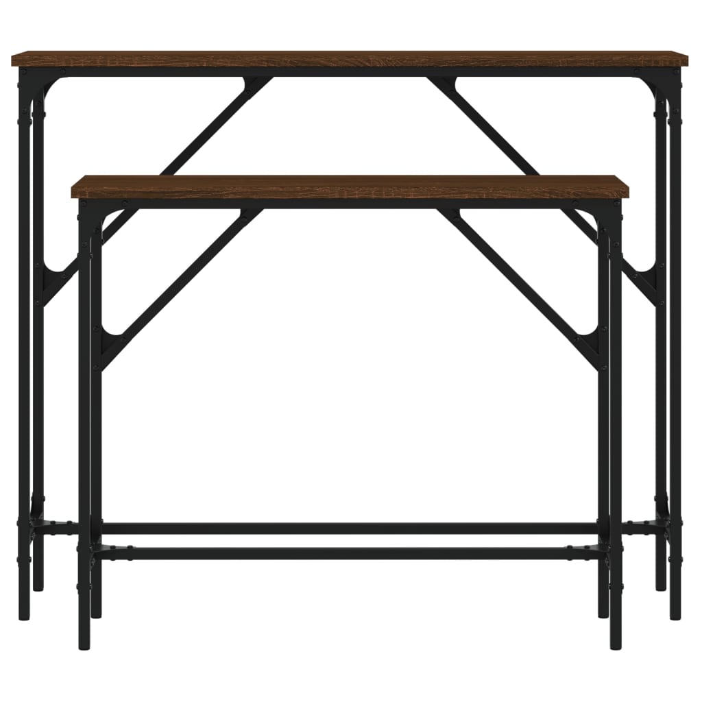 Brown Oak Engineered Wood Console Tables, 2-Pack