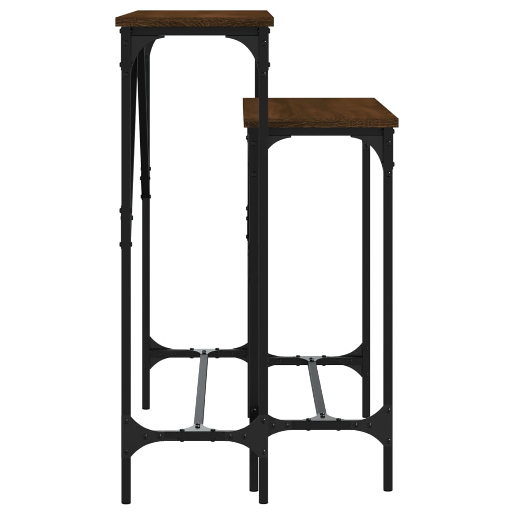 Brown Oak Engineered Wood Console Tables, 2-Pack