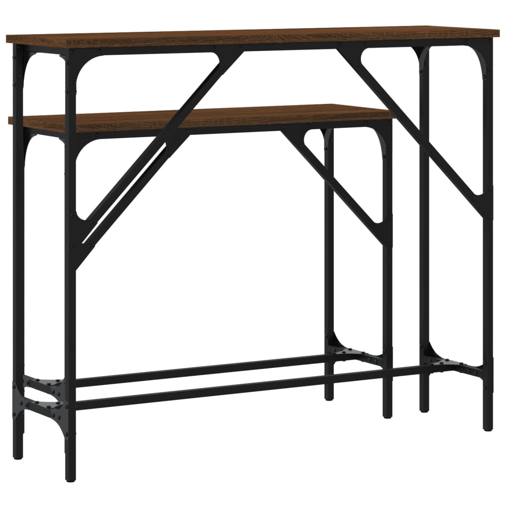 Brown Oak Engineered Wood Console Tables, 2-Pack