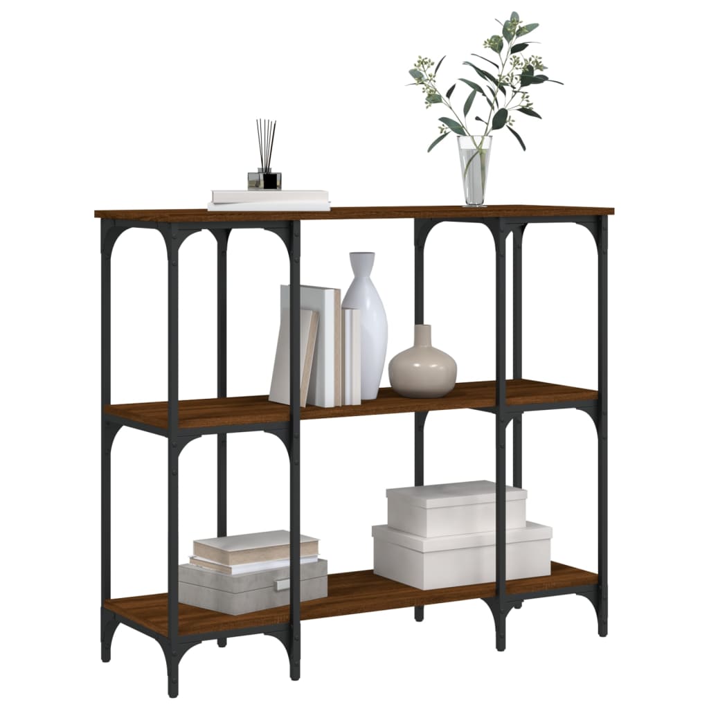 Brown Oak Console Table - Engineered Wood, 102x35x90 cm