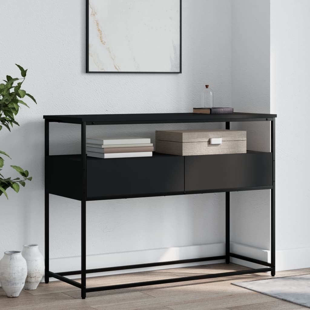 Black Console Table - Engineered Wood 100x40x75 cm