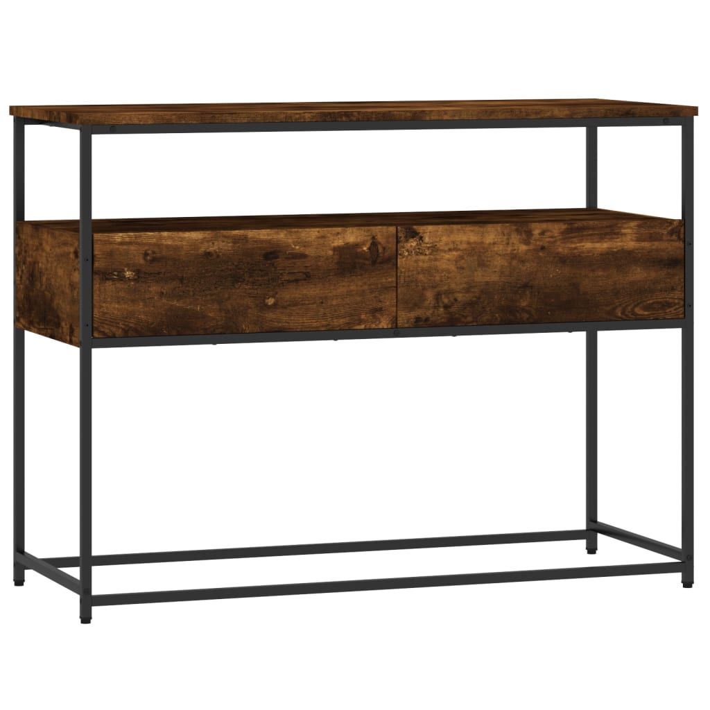 Smoked Oak Console Table - Engineered Wood 100x40x75cm