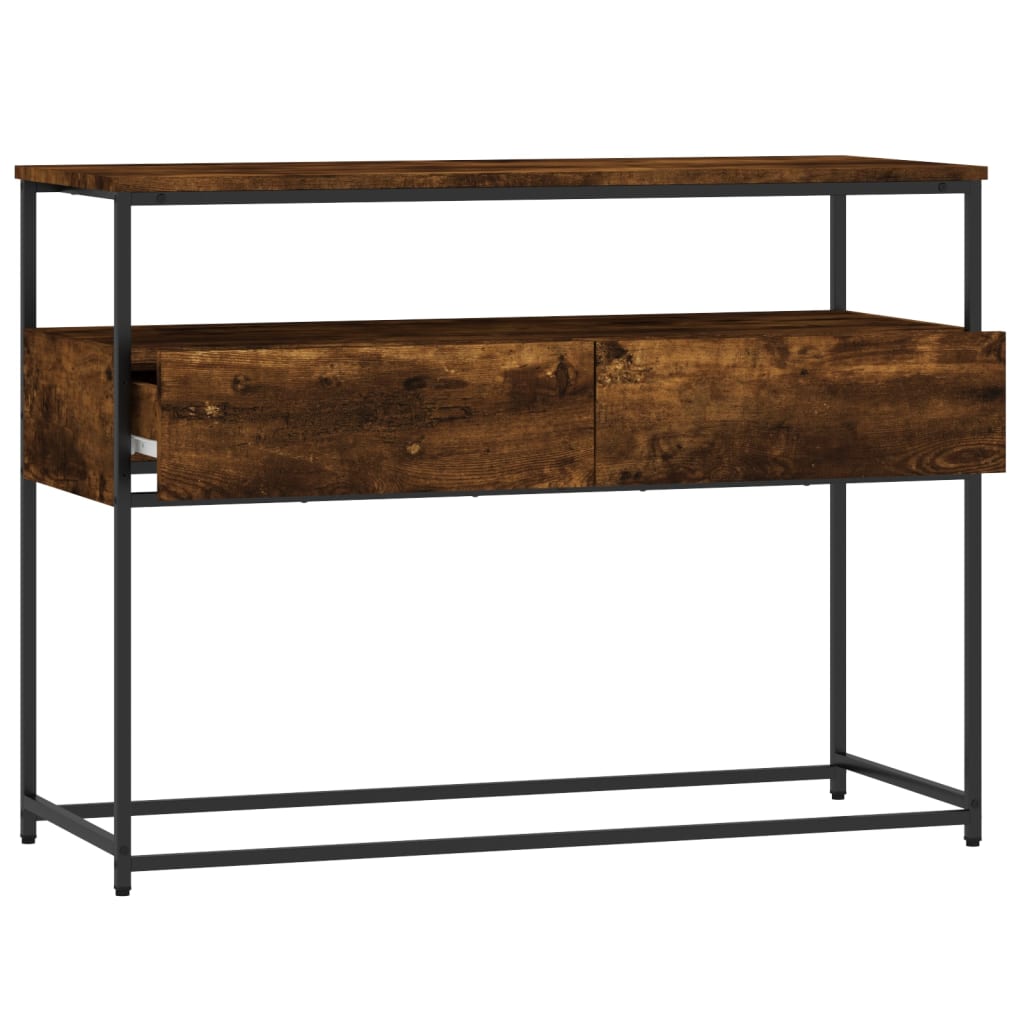 Smoked Oak Console Table - Engineered Wood 100x40x75cm