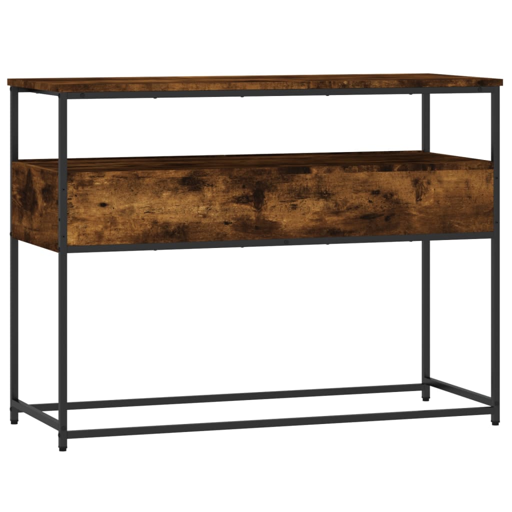 Smoked Oak Console Table - Engineered Wood 100x40x75cm