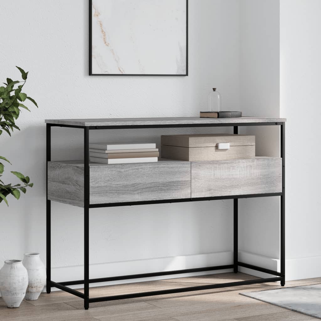 Sonoma Grey Console Table - 100x40x75 cm Engineered Wood