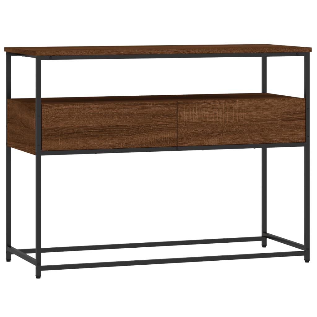 Brown Oak Console Table - 100x40x75 cm Engineered Wood