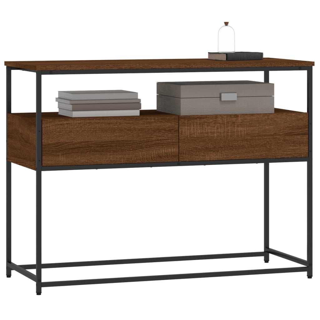 Brown Oak Console Table - 100x40x75 cm Engineered Wood