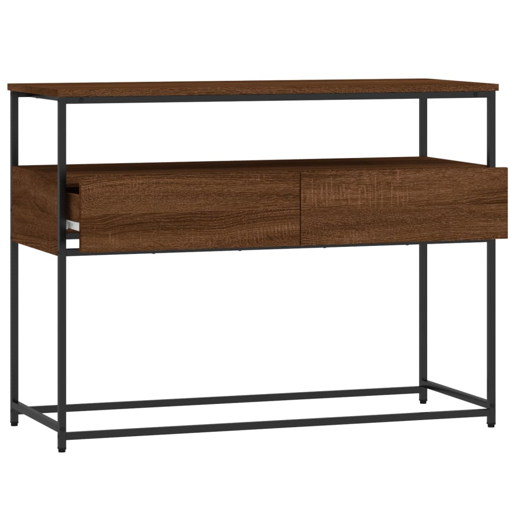 Brown Oak Console Table - 100x40x75 cm Engineered Wood