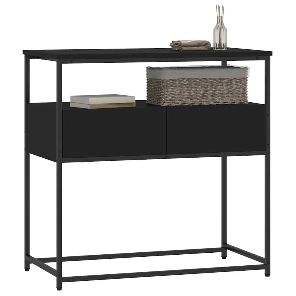 Black Engineered Wood Console Table - 75x40x75 cm