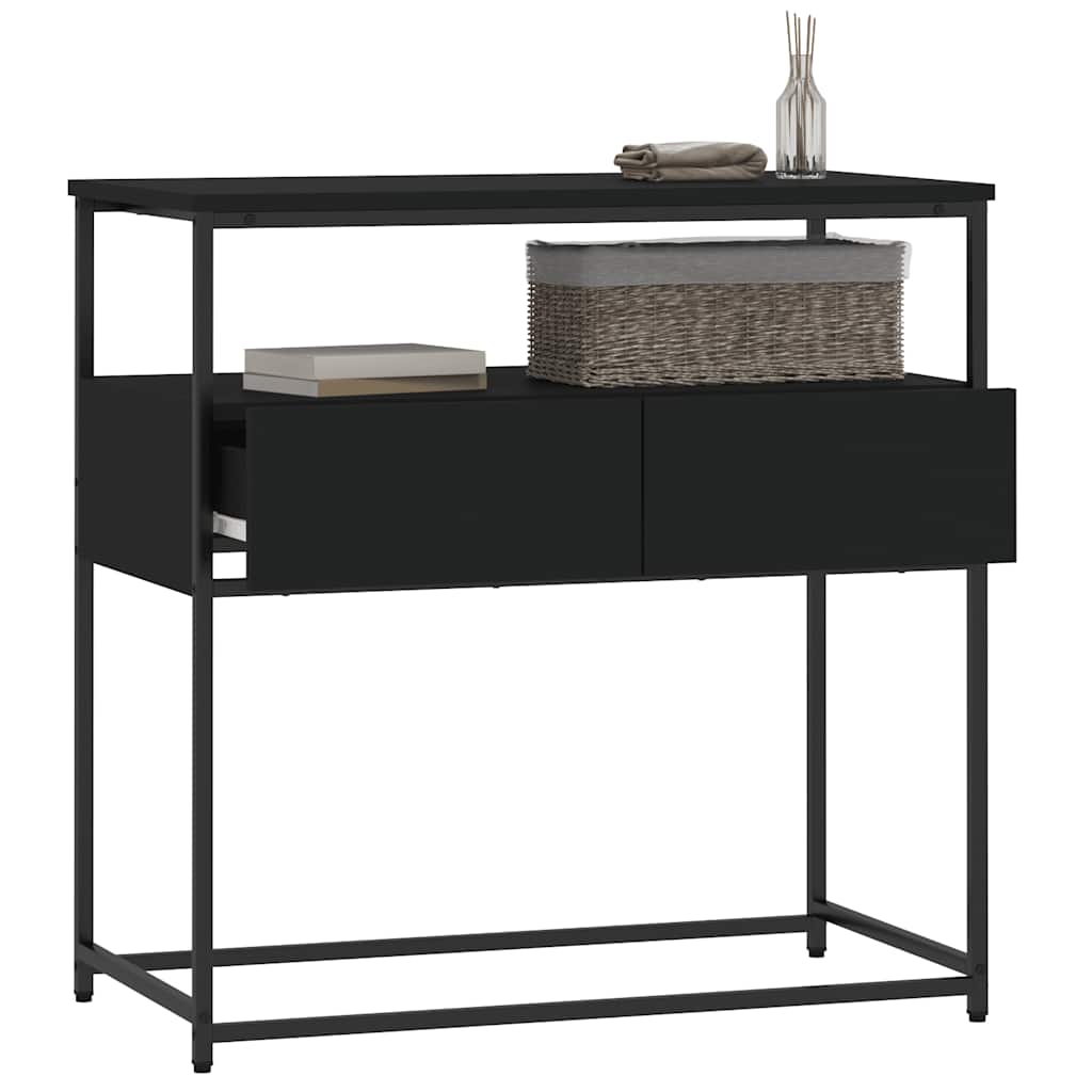 Black Engineered Wood Console Table - 75x40x75 cm