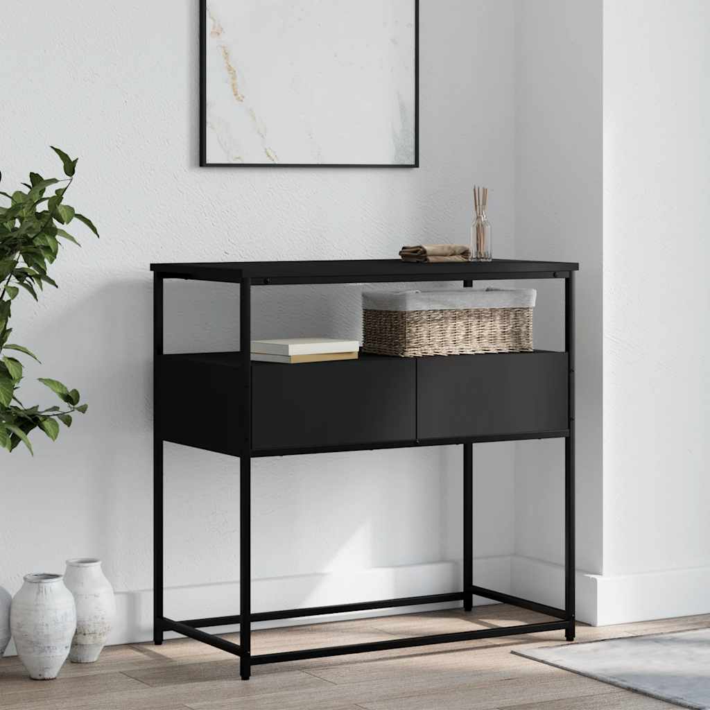 Black Engineered Wood Console Table - 75x40x75 cm