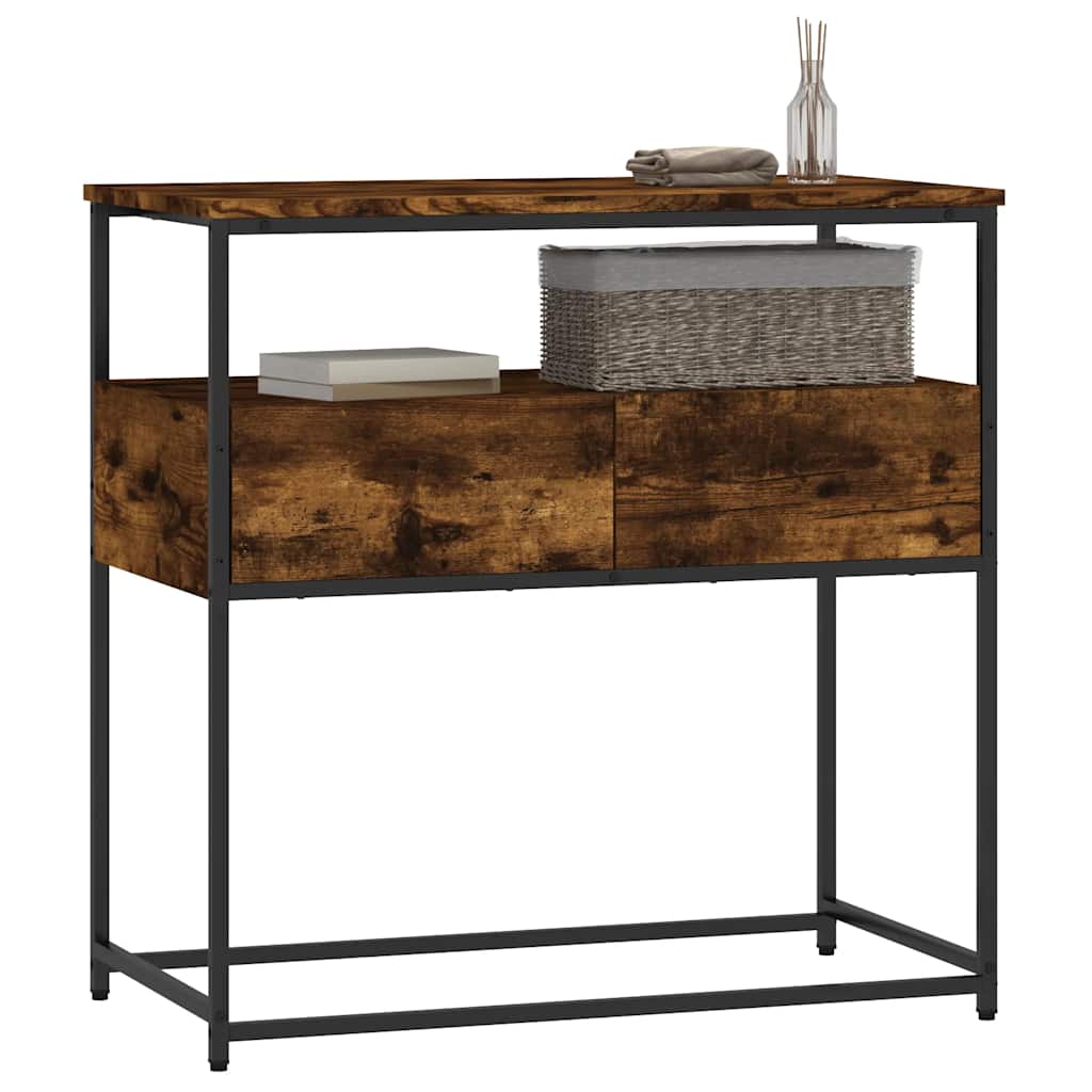 Smoked Oak Engineered Wood Console Table 75x40x75 cm