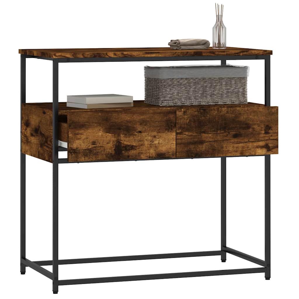 Smoked Oak Engineered Wood Console Table 75x40x75 cm