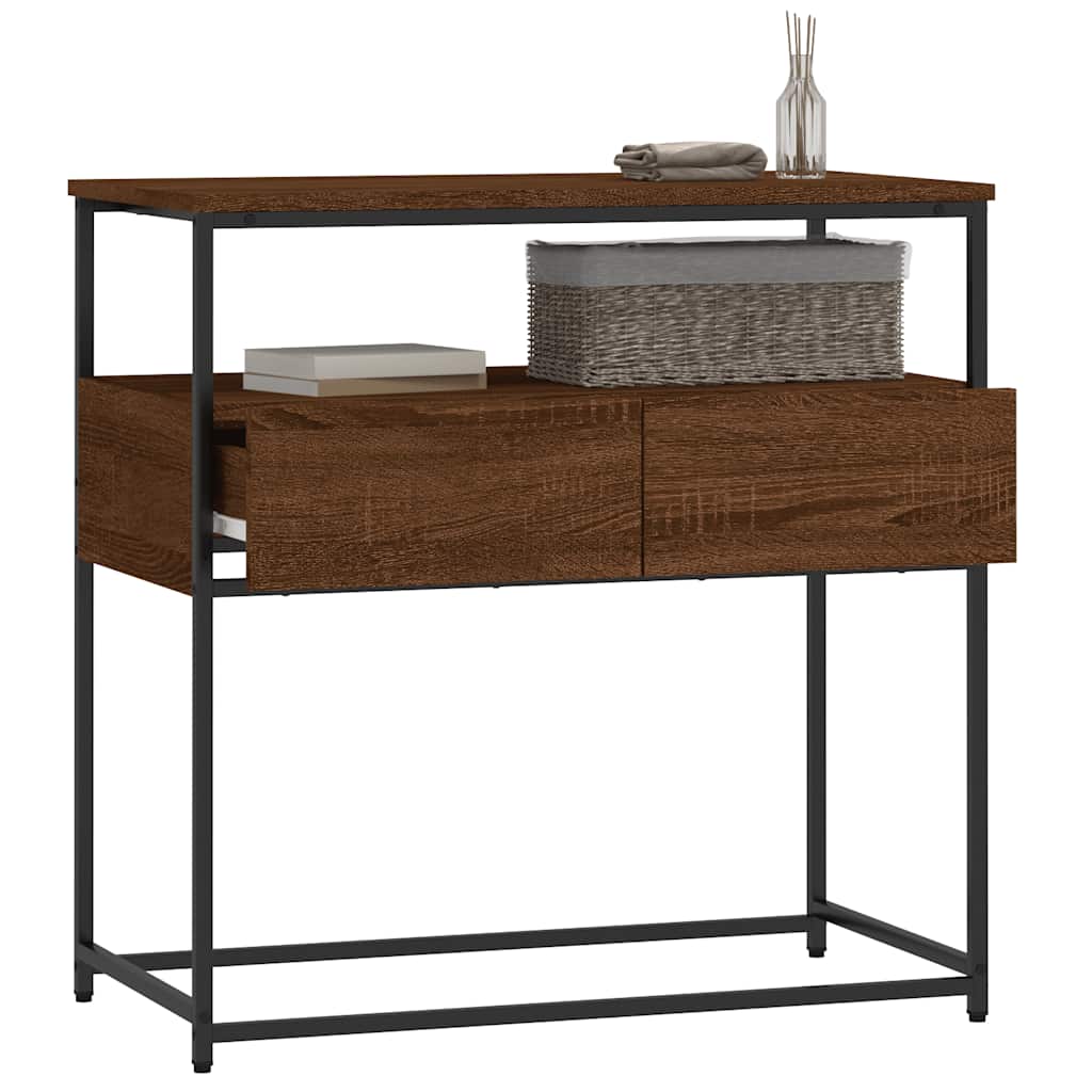Brown Oak Console Table, 75x40x75 cm, Engineered Wood