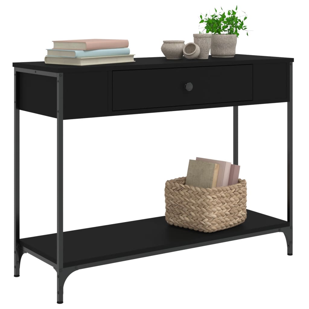 Black Console Table - Engineered Wood, 100x34.5x75 cm