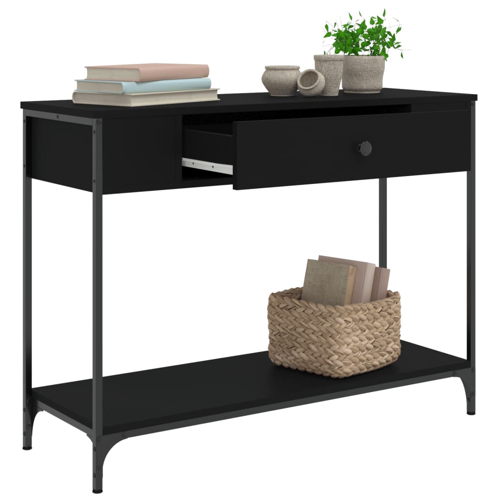 Black Console Table - Engineered Wood, 100x34.5x75 cm