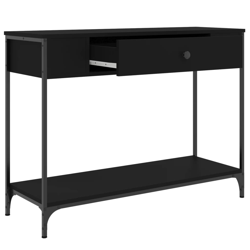 Black Console Table - Engineered Wood, 100x34.5x75 cm
