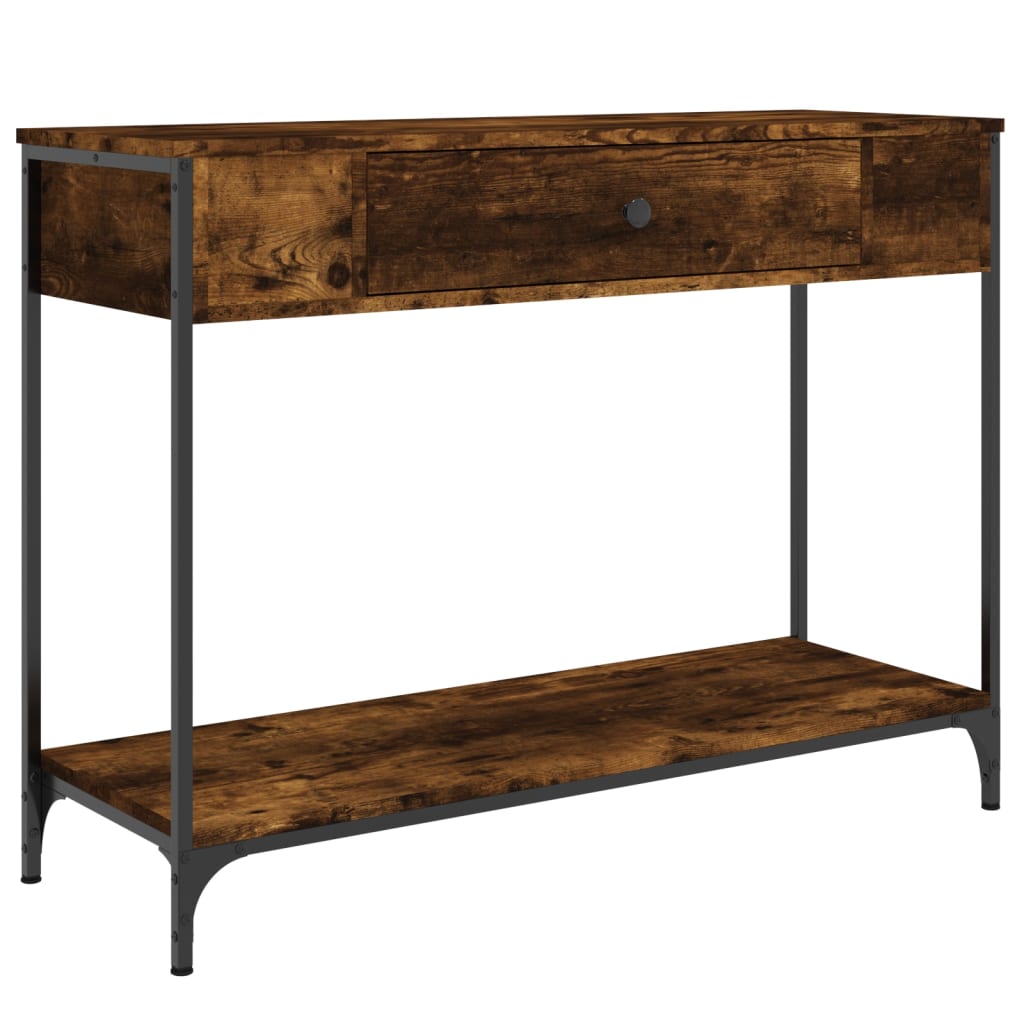 Smoked Oak Console Table - 100x34.5x75 cm in Engineered Wood