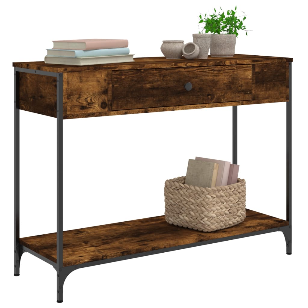 Smoked Oak Console Table - 100x34.5x75 cm in Engineered Wood