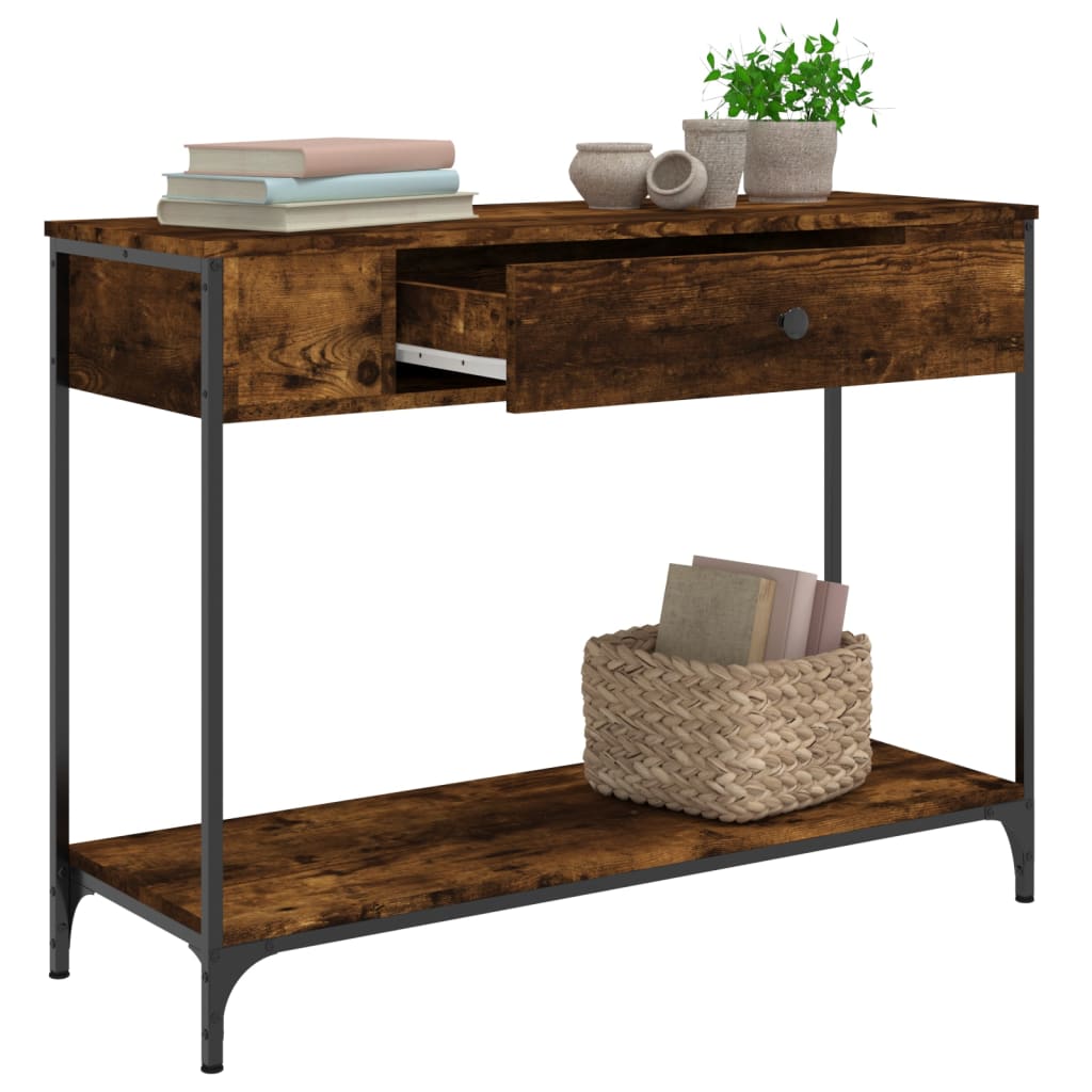 Smoked Oak Console Table - 100x34.5x75 cm in Engineered Wood