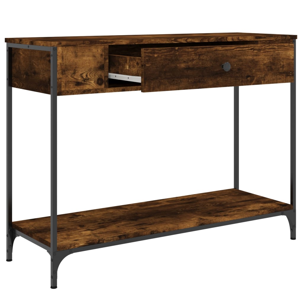 Smoked Oak Console Table - 100x34.5x75 cm in Engineered Wood
