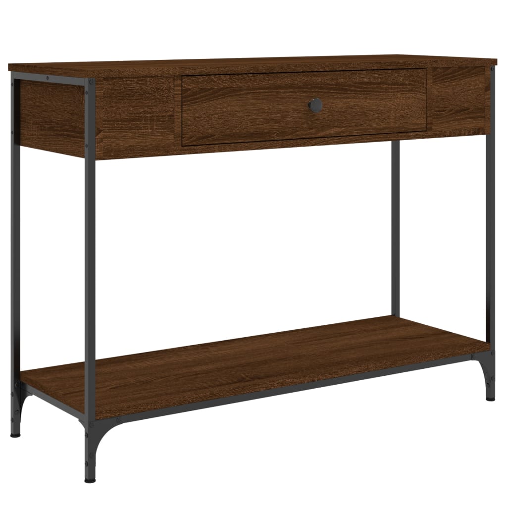 Brown Oak Console Table - Engineered Wood, 100x34.5x75 cm