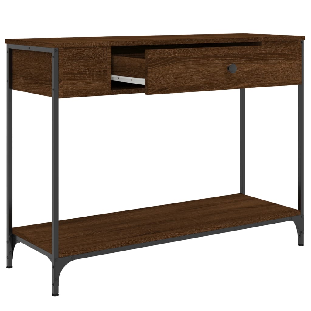 Brown Oak Console Table - Engineered Wood, 100x34.5x75 cm