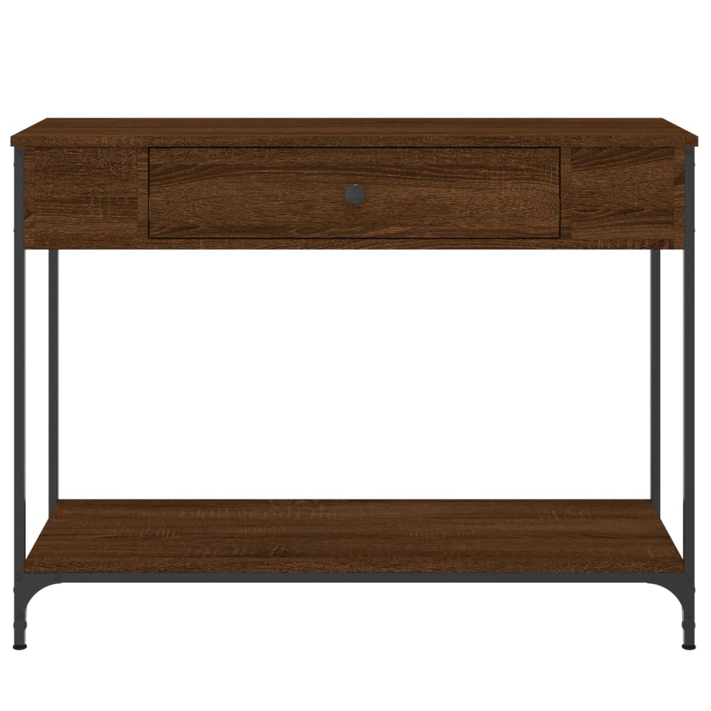 Brown Oak Console Table - Engineered Wood, 100x34.5x75 cm