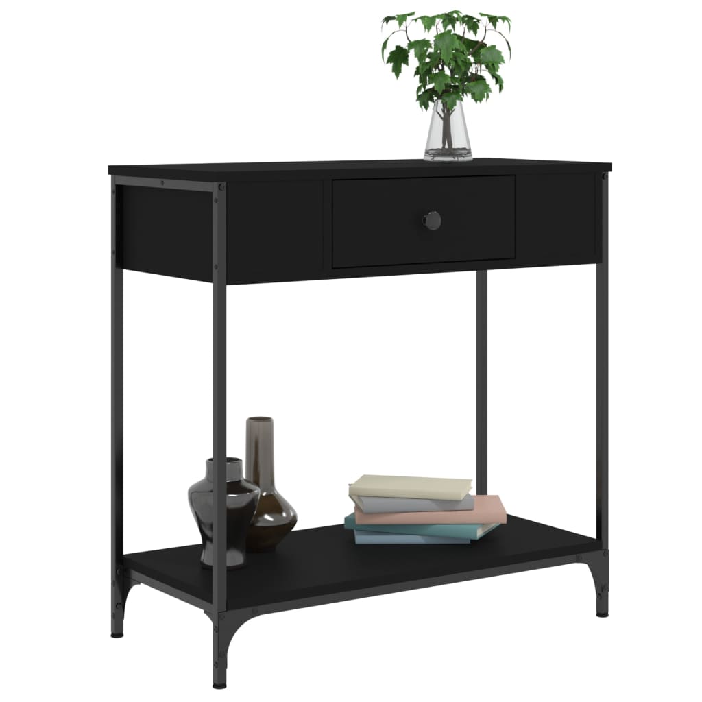 Black Engineered Wood Console Table - 75x34.5x75 cm