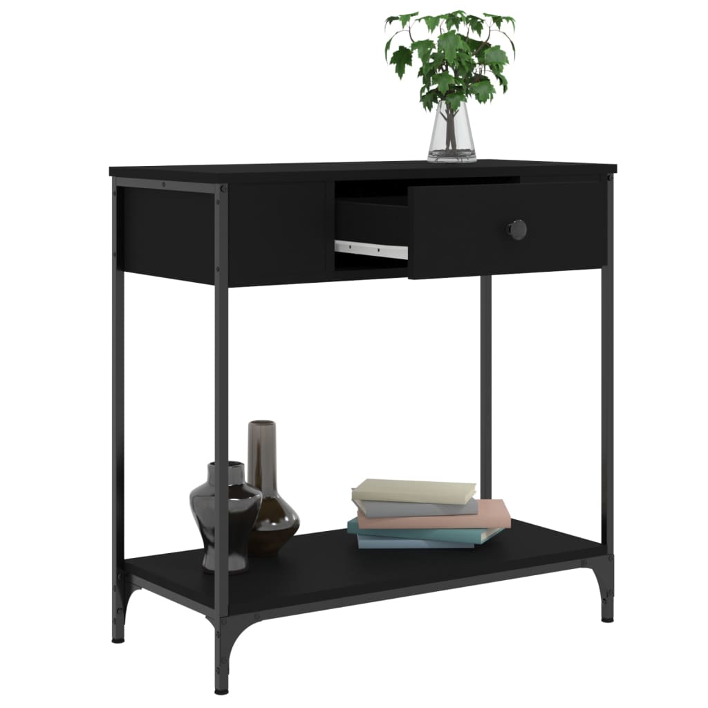 Black Engineered Wood Console Table - 75x34.5x75 cm
