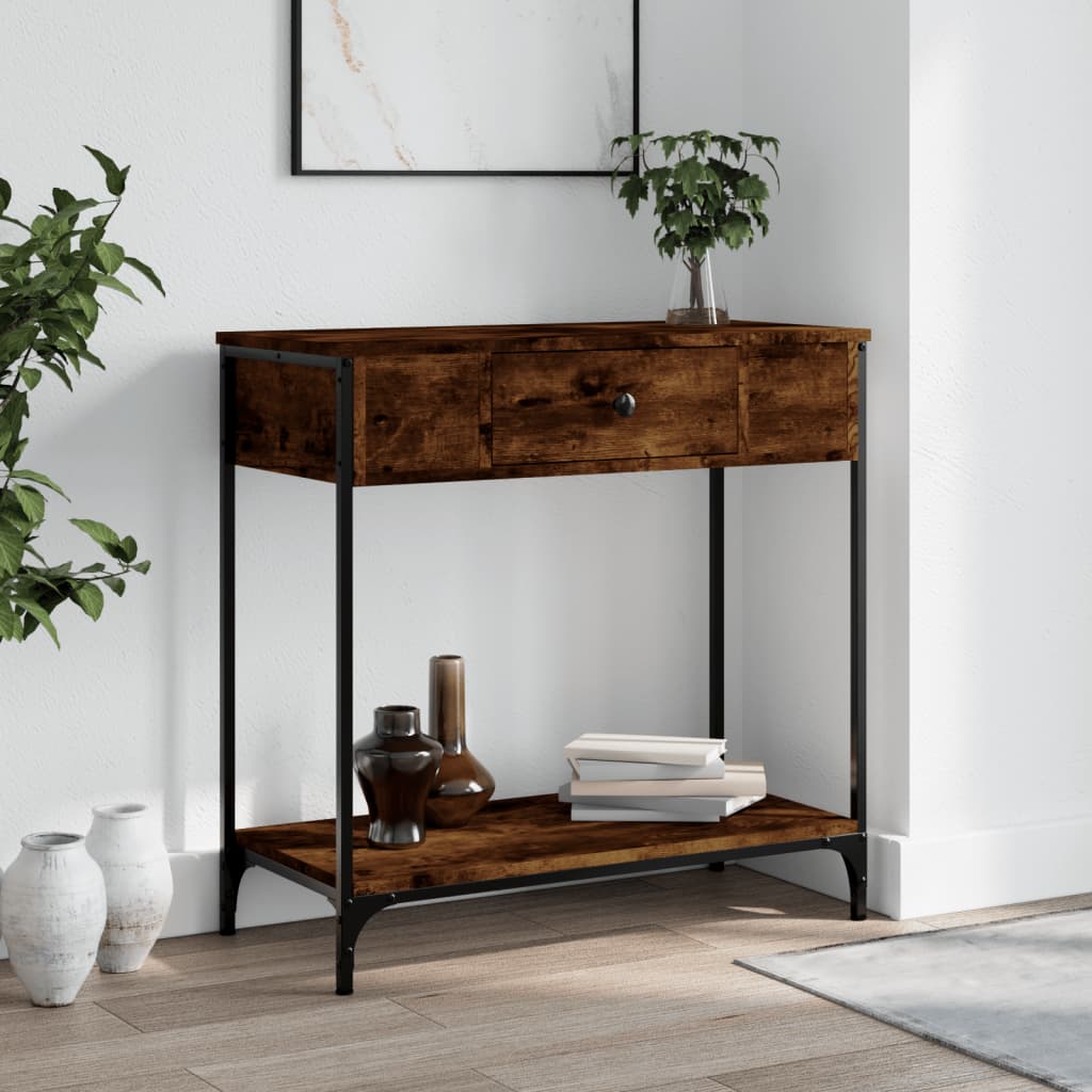 Smoked Oak Console Table - 75x34.5x75 cm - Engineered Wood