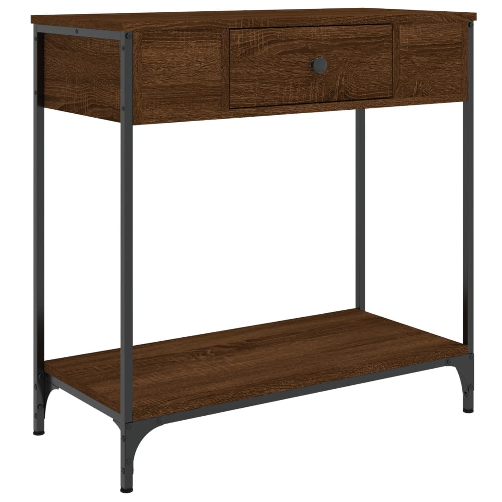 Brown Oak Engineered Wood Console Table - 75x34.5x75 cm