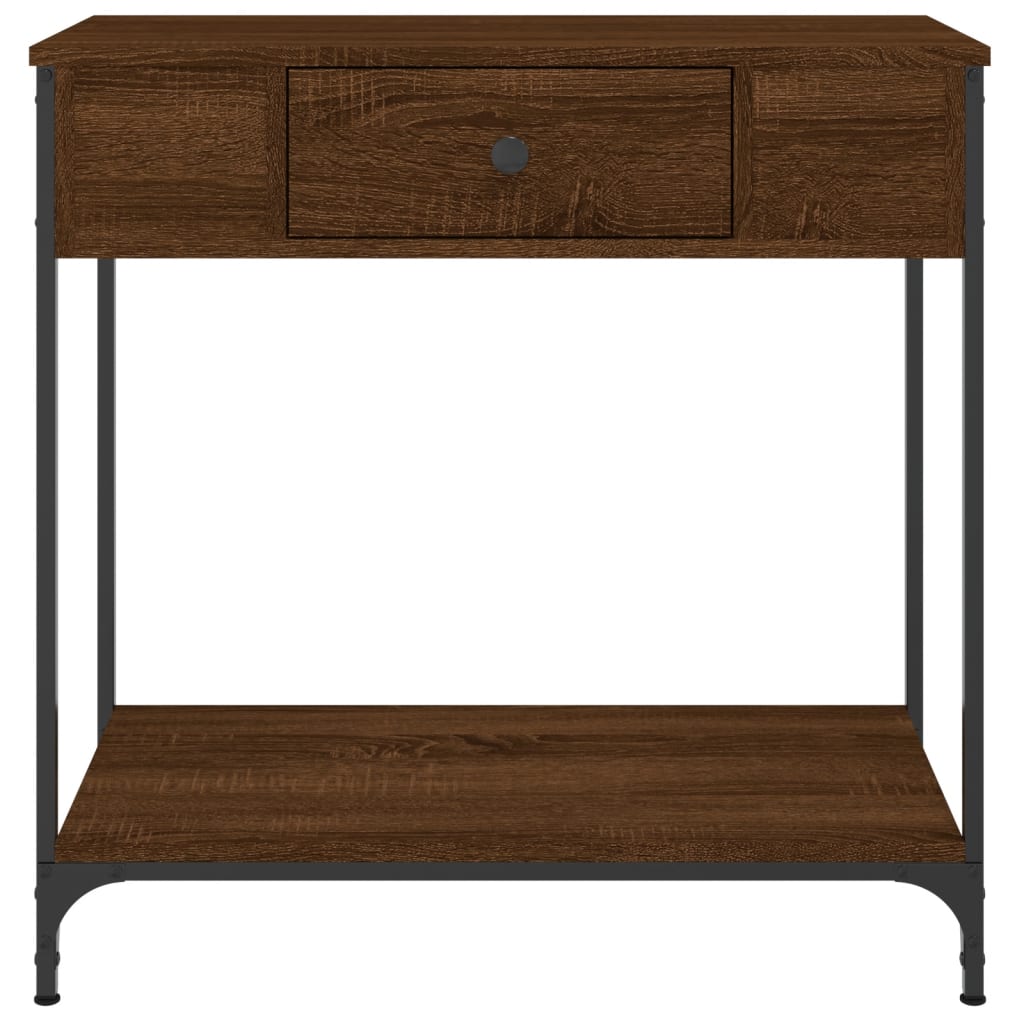 Brown Oak Engineered Wood Console Table - 75x34.5x75 cm